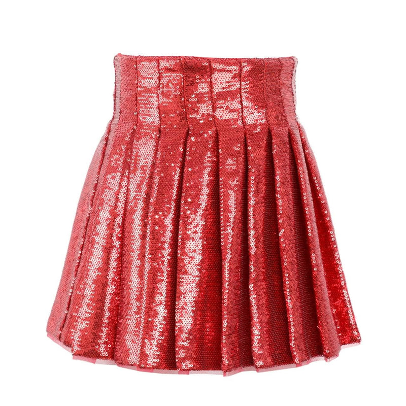 Lola And The Boys Scarlet Pleated Shimmer Skirt