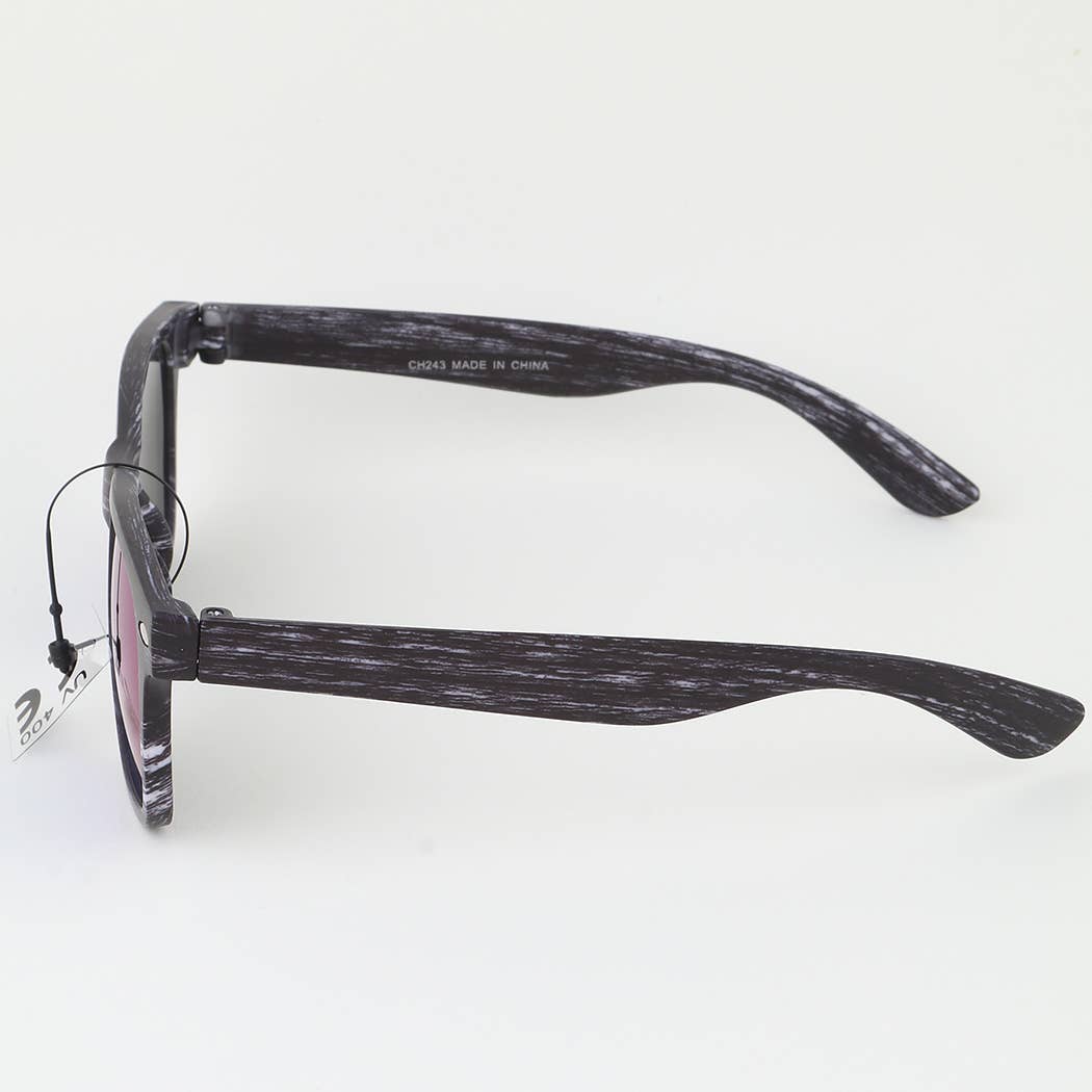 3AM by H&D Accessories Kids Modern Streak Wayfarer Sunglasses - Black Wood