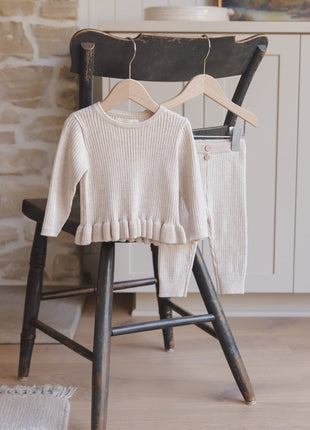 Quincy Mae Rib Knit Legging || Heathered Oatmeal