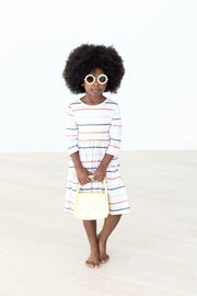 Mila & Rose Fall Stripes 3/4 Sleeve Pocket Twirl Dress