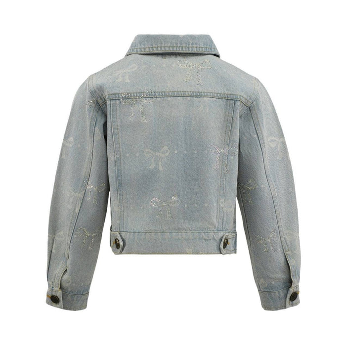 Lola And The Boys Sparkle Bows Denim Jacket Back