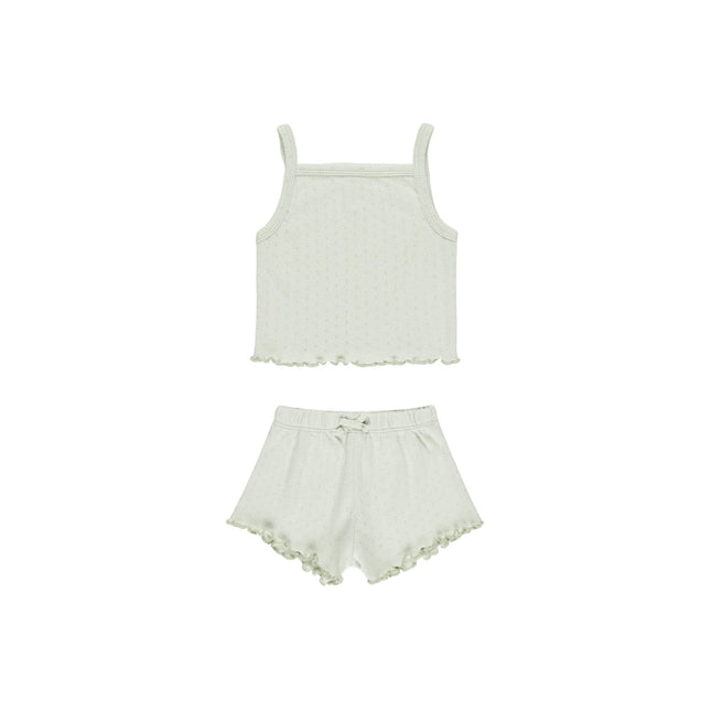 Quincy Mae Pointelle Tank + Shortie Set || Mint