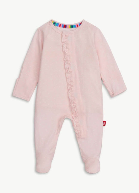 Magnetic Me Pin Dot Pink Modal Magnetic Footie with Ruffle