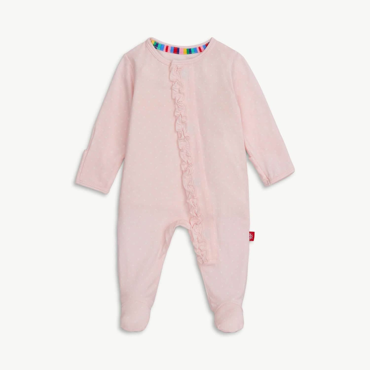 Magnetic Me Pin Dot Pink Modal Magnetic Footie with Ruffle