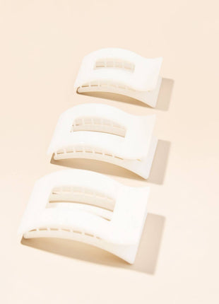 Teleties Flat Rectangle Hair Clip | Small | Coconut White - Sizes