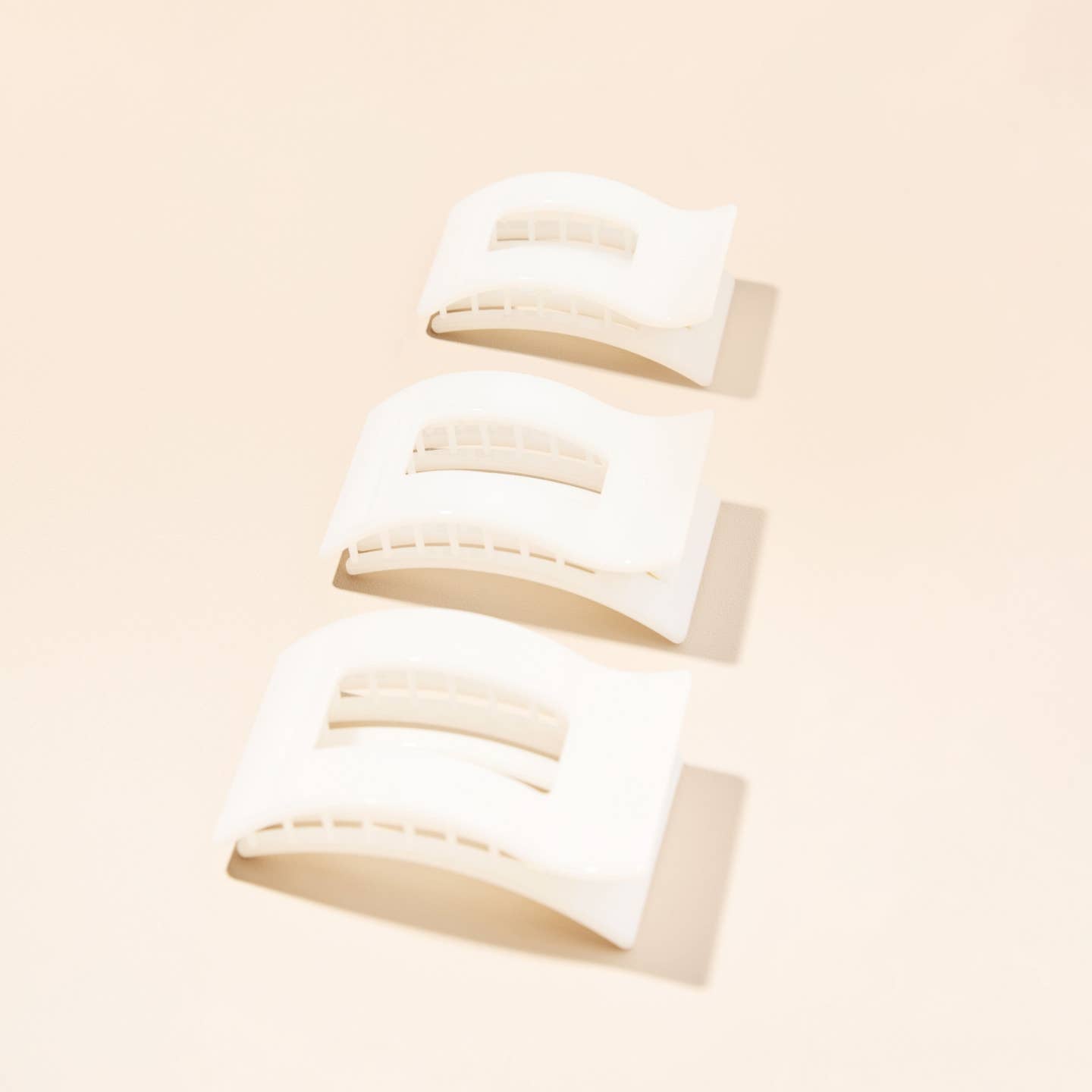 Teleties Flat Rectangle Hair Clip | Small | Coconut White - Sizes
