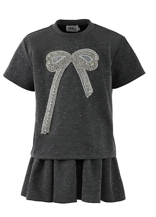 Lola & The Boys Sparkle Bow Charm Skirt Set