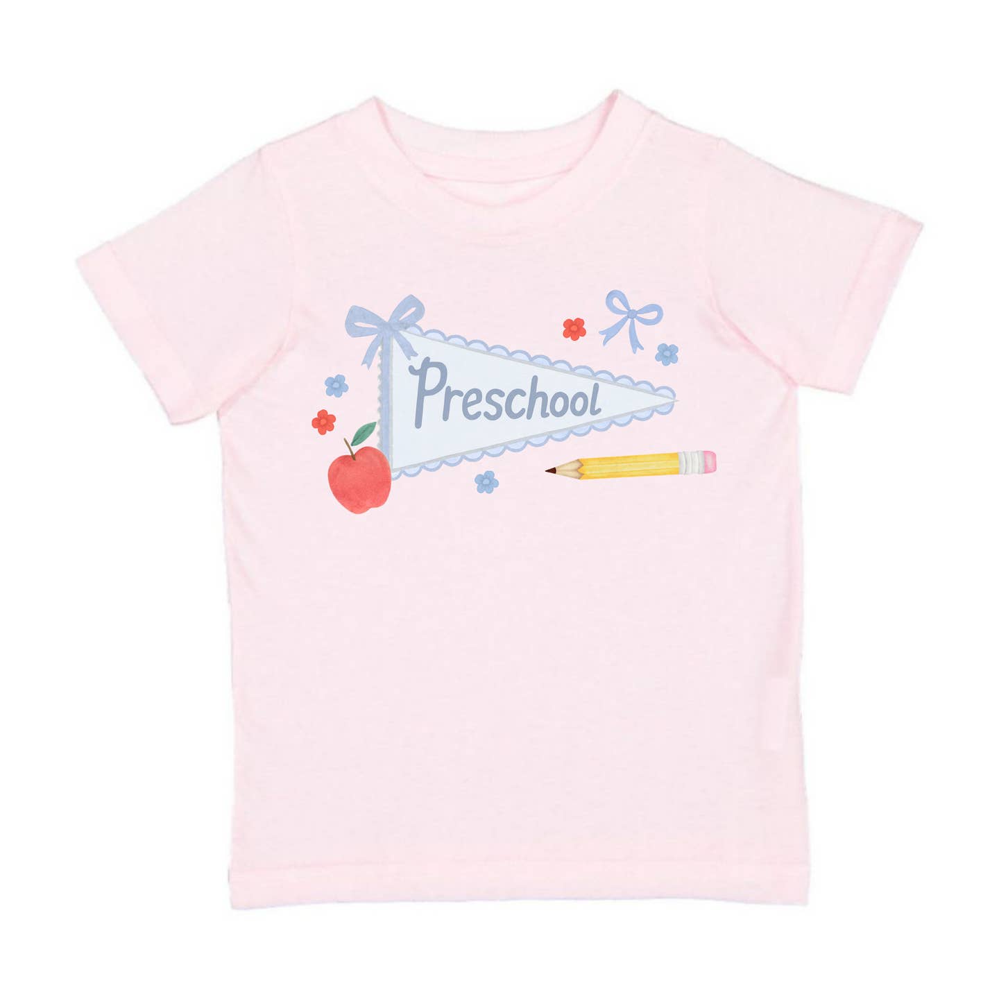 Sweet Wink Preschool Bow Pennant Short Sleeve T-Shirt - Back To School