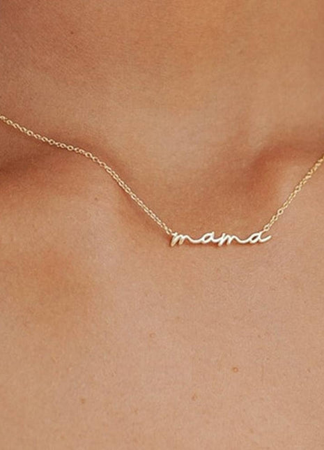 Pearhead Gold Tiny Mama Script Necklace
