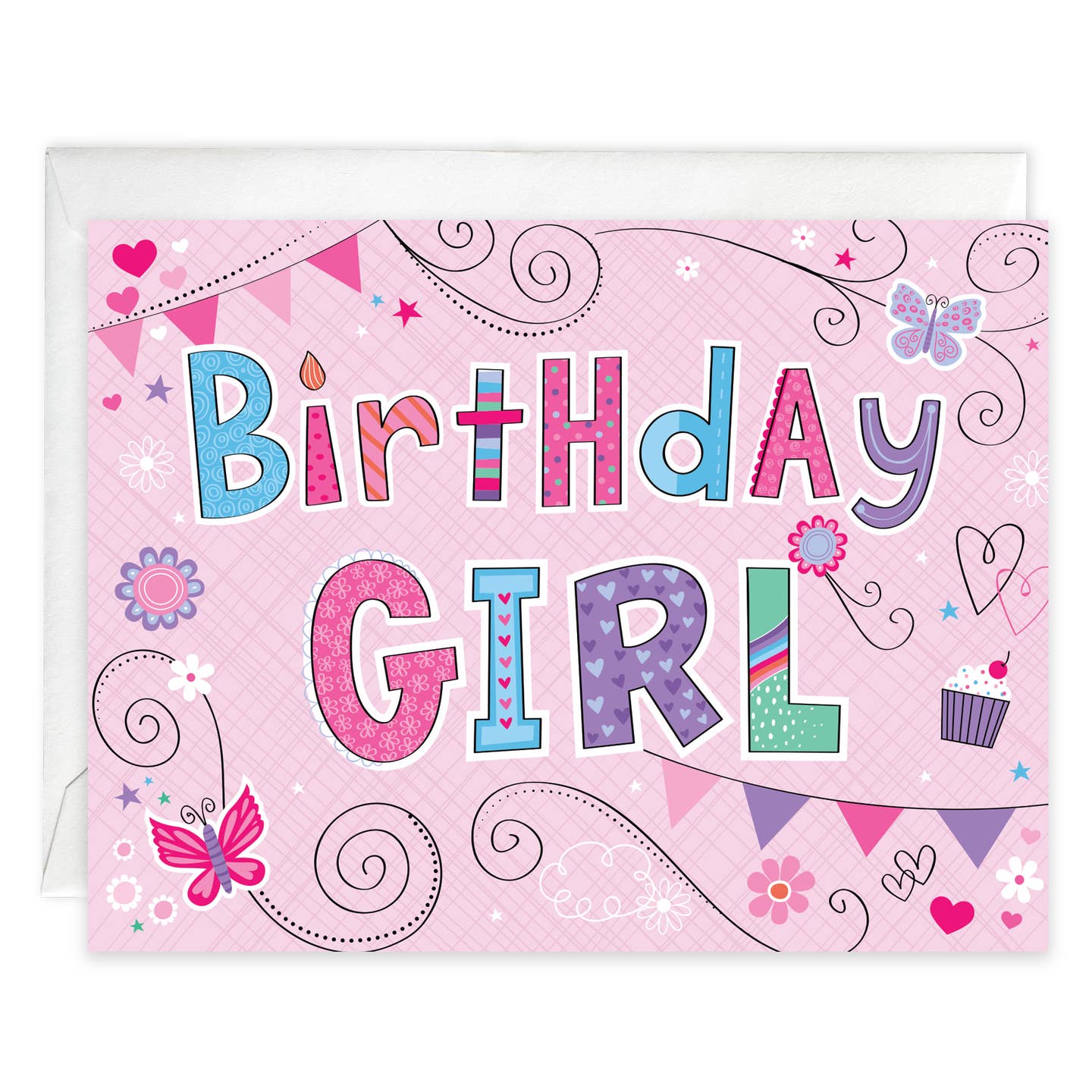 Gina B Designs Birthday Greeting Card - Kids - Pink Birthday Banners