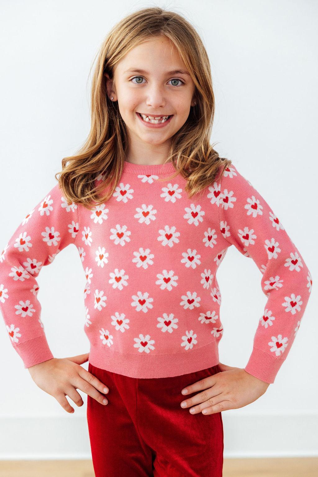 Model Wearing Mila & Rose Daisy Delight Sweater
