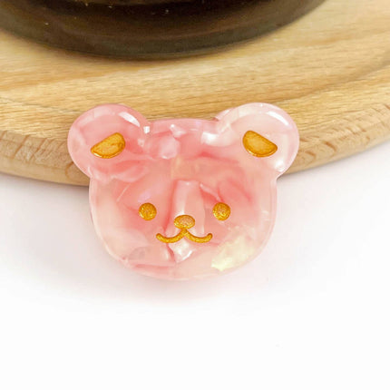 My Diva Soap Cute Bear Head Mini Claw Clip, Acetate Children's Hair Clip - Pink 