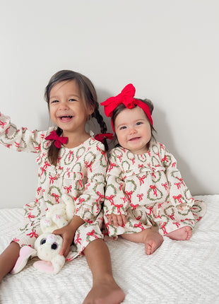 Models Wearing SpearmintLOVE Smocked Ruffle Tiered Dress, Wreath