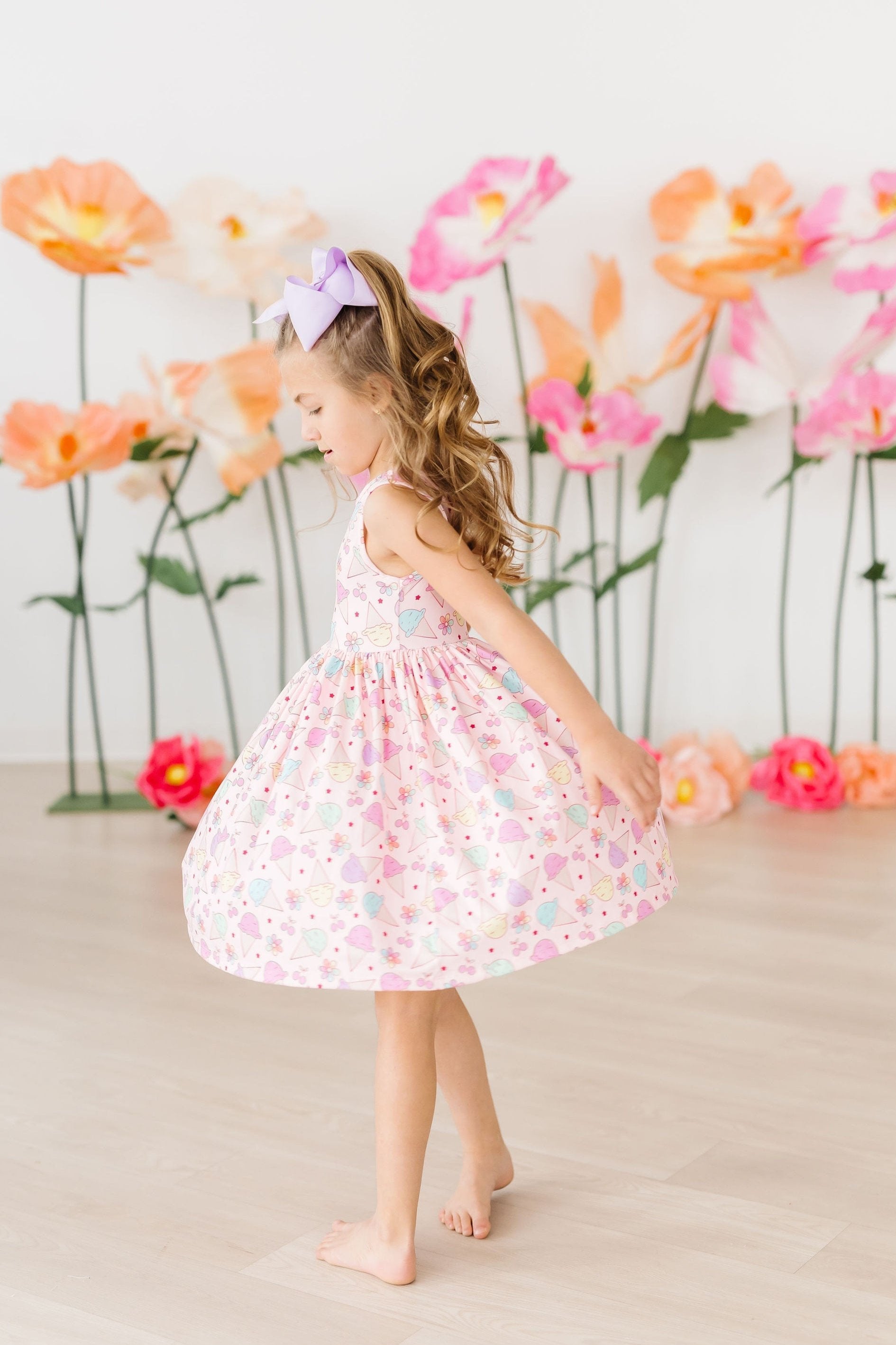 Model Wearing Mila & Rose Ice Cream & Shout Tank Twirl Dress
