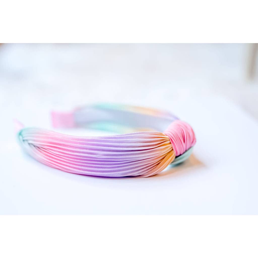 Cheeky Plum Pleated Ombre Knot Headband - Rainbow