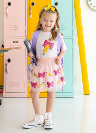 Model Wearing Sweet Wink Back to School Cutie Sequin Tutu