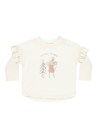 Rylee + Cru Mouse Ruffle Long Sleeve Tee