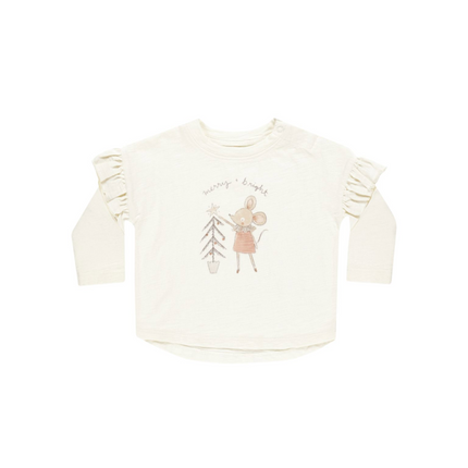 Rylee + Cru Mouse Ruffle Long Sleeve Tee