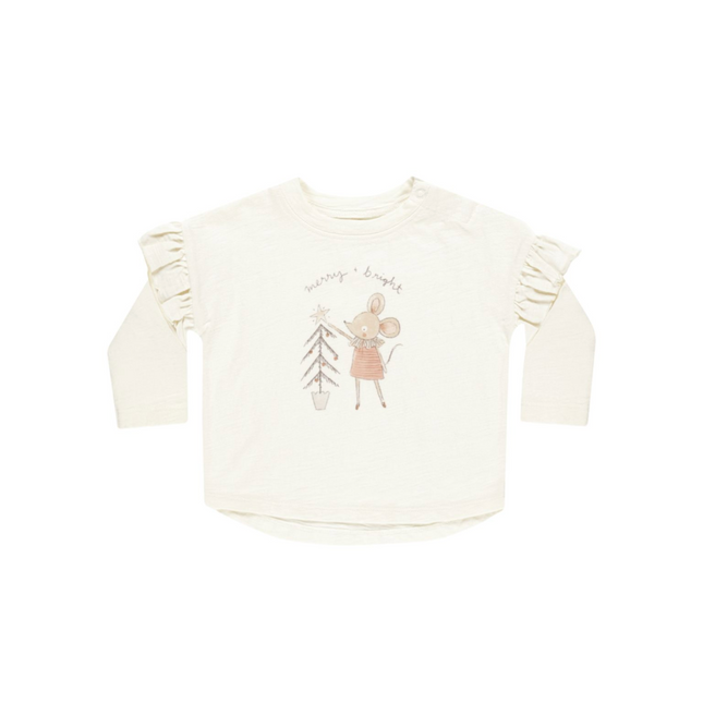 Rylee + Cru Mouse Ruffle Long Sleeve Tee