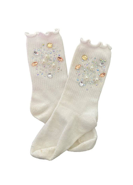 Three Wildflower Designs Silver and Gold Gem High Socks