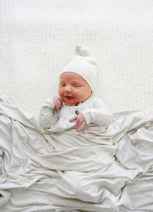 Model Wearing Lou Lou & Company Asher Knotted Gown & Knotted Hat