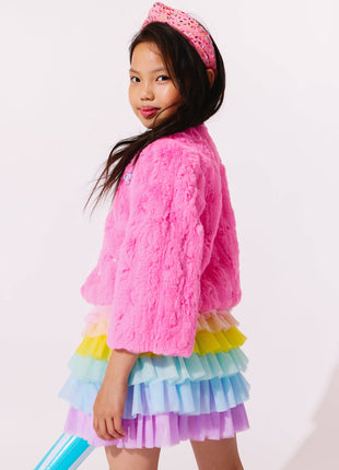 Model Wearing Lola And The Boys Cutie Charms Faux Fur