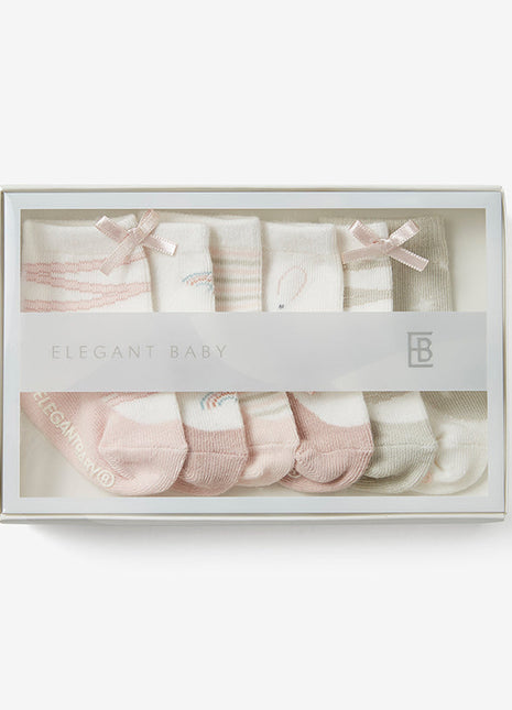 Elegant Baby Pink Mary Jane Non Slip Socks 6pk