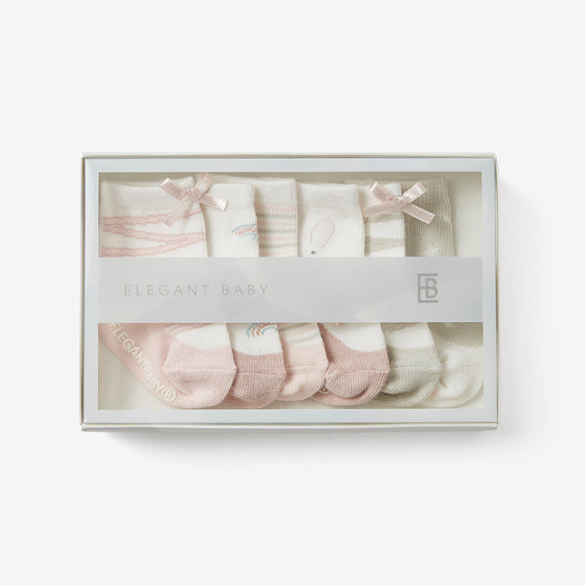 Elegant Baby Pink Mary Jane Non Slip Socks 6pk