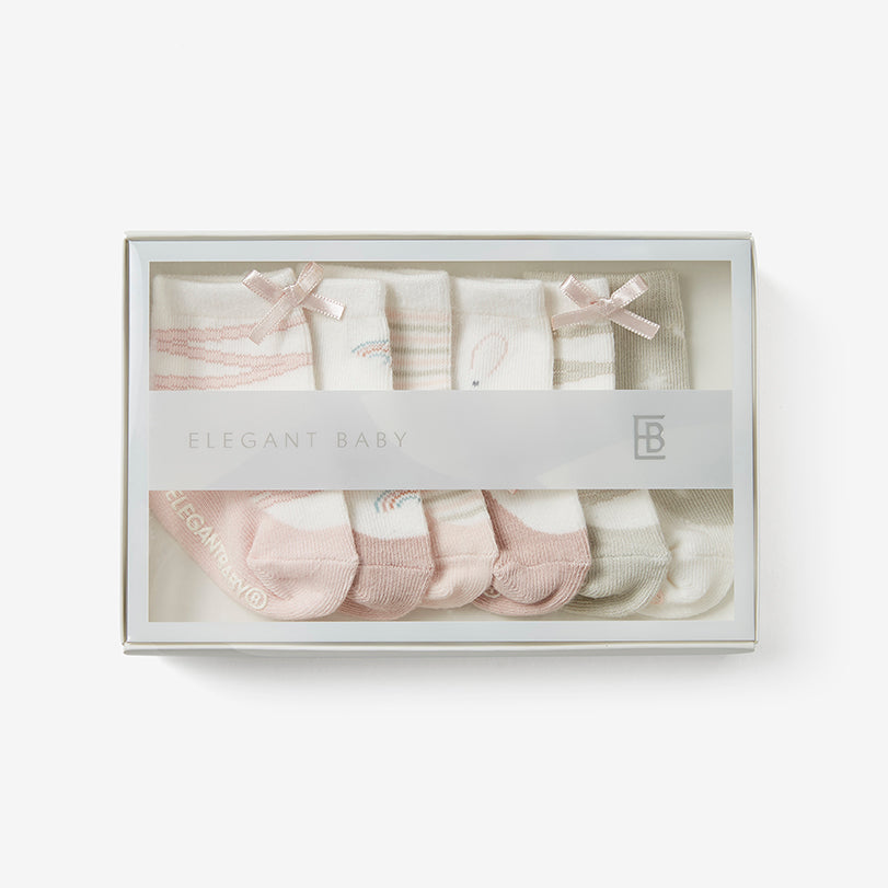 Elegant Baby Pink Mary Jane Non Slip Socks 6pk