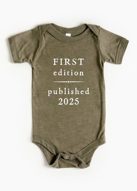 Gladfolk First Edition 2025 Book Style Baby Bodysuit • Olive Green
