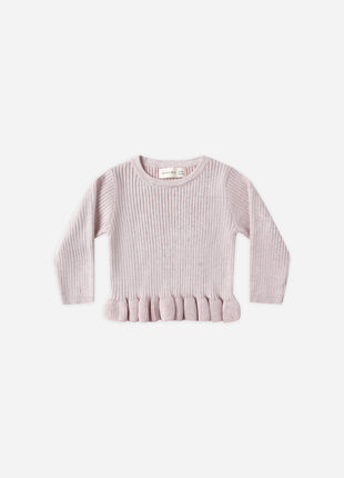 Quincy Mae Rib Knit Peplum Top || Lilac