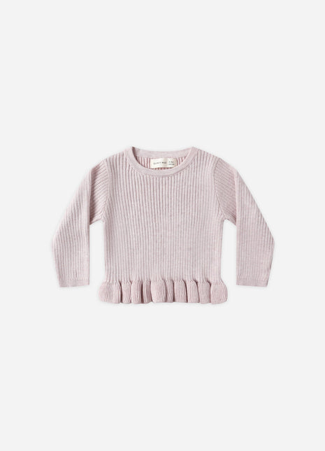 Quincy Mae Rib Knit Peplum Top || Lilac