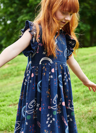 Model Wearing Pink Chicken Girls Jennifer Dress - Tic Tac Toe