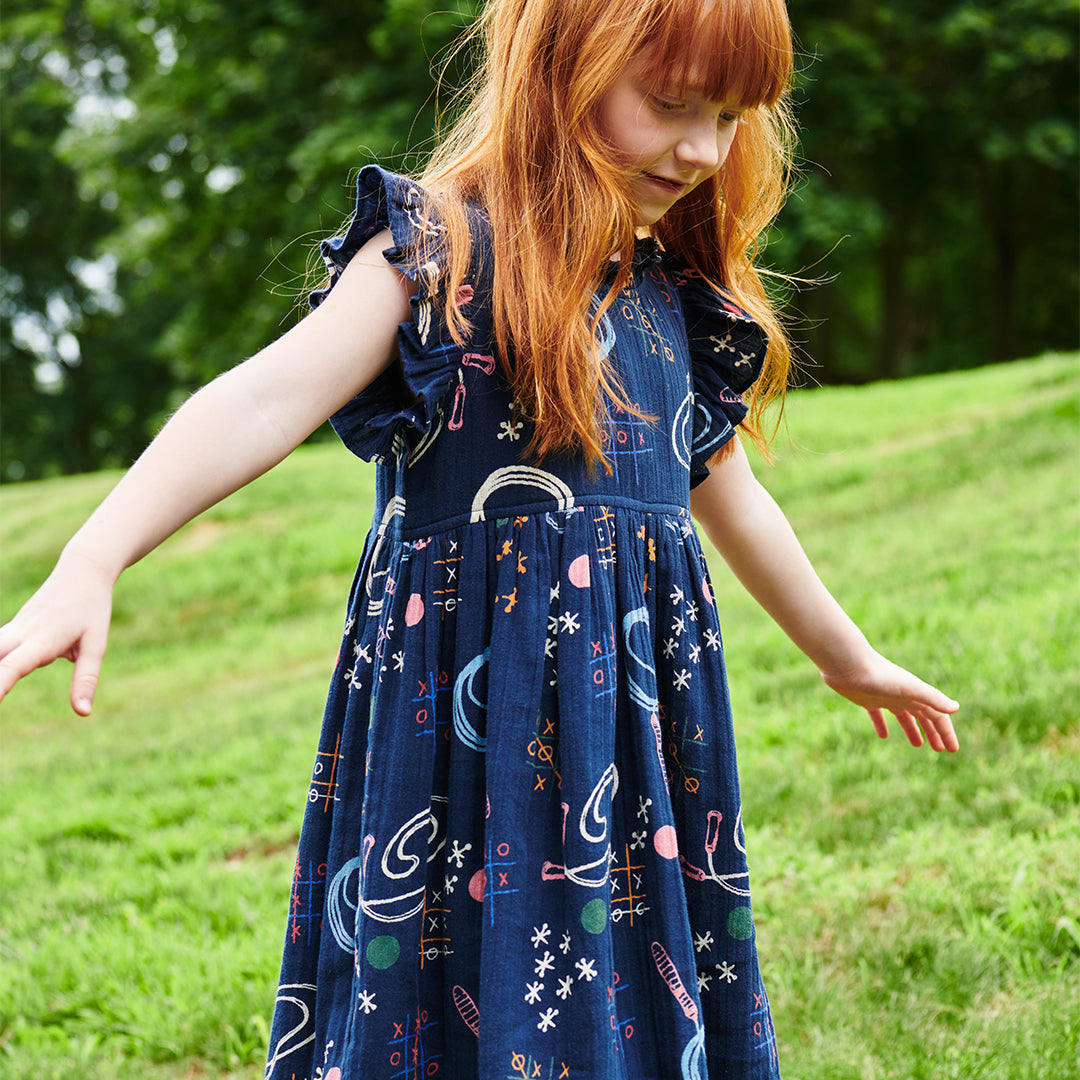 Model Wearing Pink Chicken Girls Jennifer Dress - Tic Tac Toe
