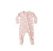 Quincy Mae Bamboo Zip Footie || Pink Ghosts