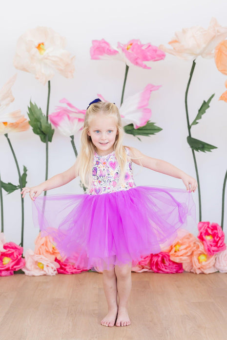 Model Wearing Purple Perfection Tank Tutu Dress