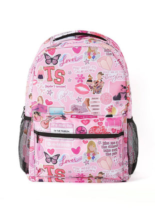 Rylee Faith Designs Ts Print Pink Backpack - Front
