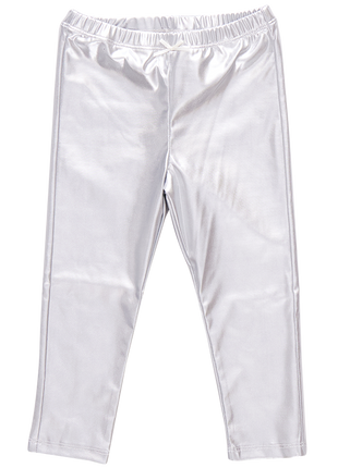 Pink Chicken Girls Lame Leggings Silver 