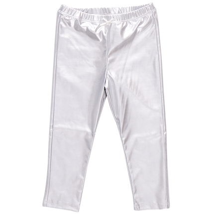 Pink Chicken Girls Lame Leggings Silver 