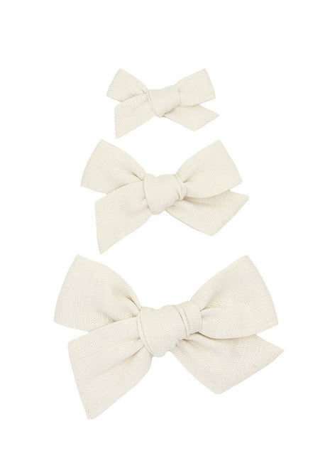 Ivory Linen Bow Clip