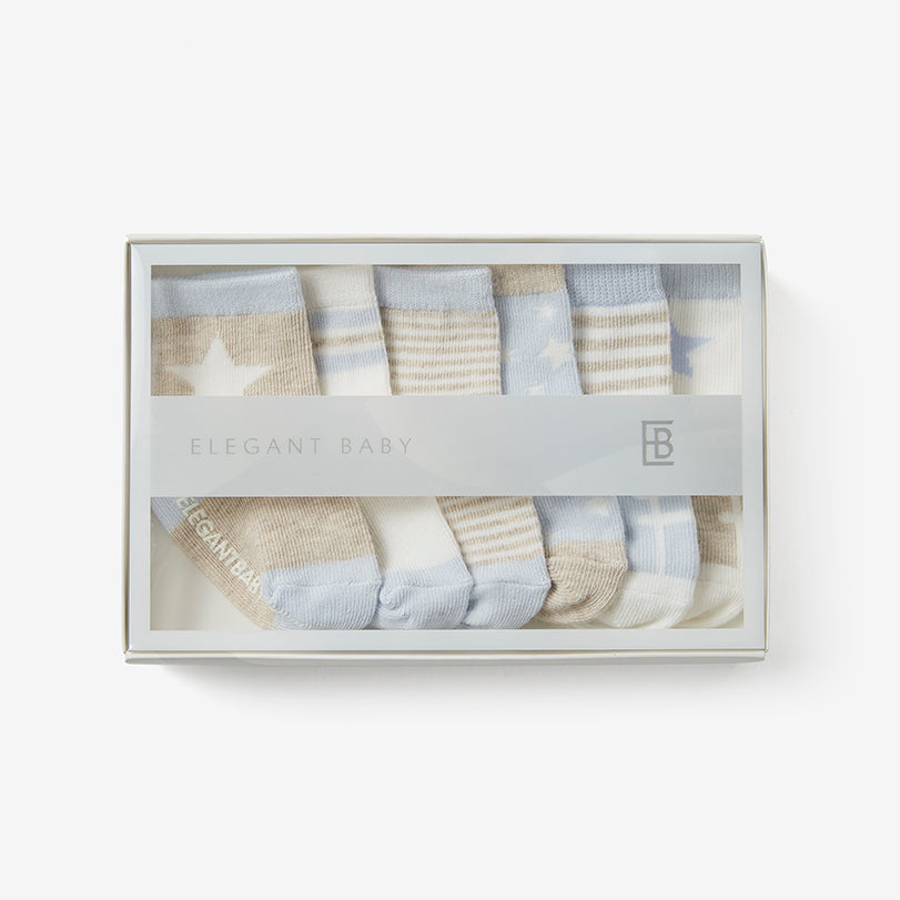 Elegant Baby Baby Blues Non Slip Socks 6pk