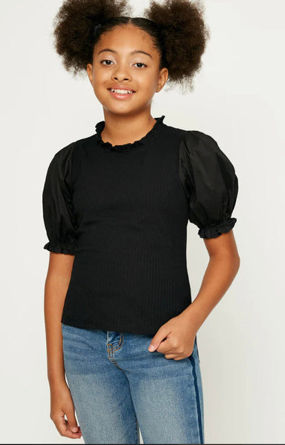 Onyx Puffed Sleeve Top