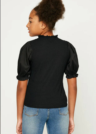 Onyx Puffed Sleeve Top